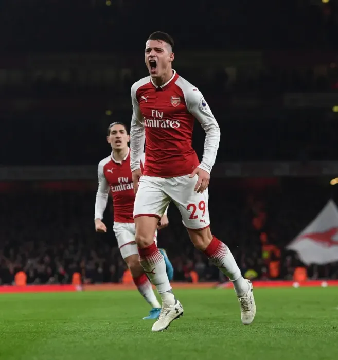 Framed Print : Granit Xhaka Scores Brace: Arsenal's Comeback Against Liverpool (2017-18) Framed Print : Granit Xhaka Scores Brace: Arsenal's Comeback Against Liverpool (2017-18)