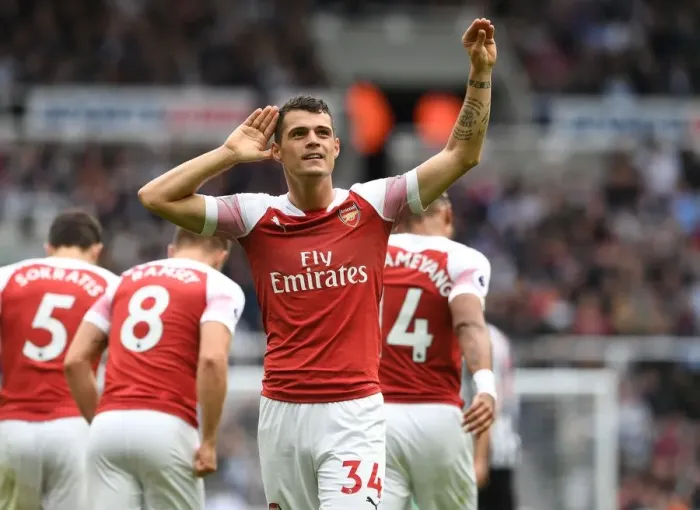 Framed Print : Granit Xhaka Scores First Goal: Arsenal's Triumph over Newcastle United (September 2018)