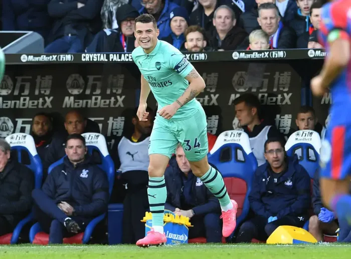 Framed Print : Granit Xhaka Scores First Goal: Arsenal's Victory at Crystal Palace (2018-19)
