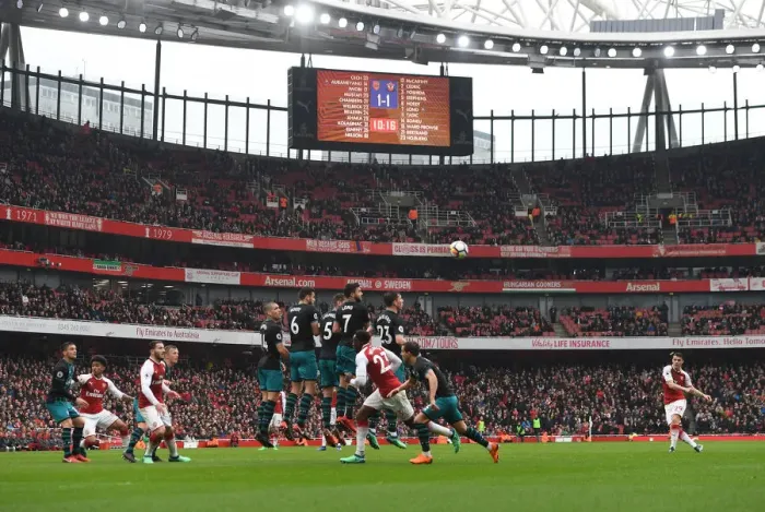 Framed Print : Granit Xhaka Takes Free Kick for Arsenal against Southampton, Premier League 2017-18