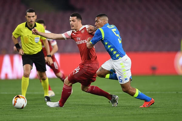 Granit Xhaka vs Allan: Intense Clash in Napoli v Arsenal UEFA Europa League Quarterfinal