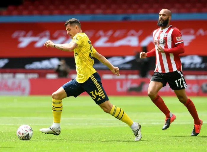 Framed Print : Granit Xhaka vs. David McGoldrick: FA Cup Quarterfinal Showdown - Sheffield United vs. Arsenal Framed Print : Granit Xhaka vs. David McGoldrick: FA Cup Quarterfinal Showdown - Sheffield United vs. Arsenal