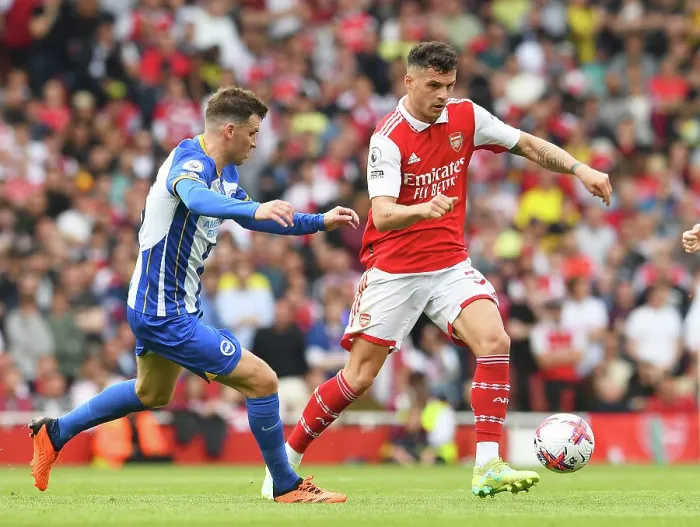 Framed Print : Granit Xhaka vs. Pascal Gross: Intense Battle at Emirates Stadium - Arsenal vs. Brighton & Hove Albion, Premier League 2022-23 Framed Print : Granit Xhaka vs. Pascal Gross: Intense Battle at Emirates Stadium - Arsenal vs. Brighton & Hove Albion, Premier League 2022-23