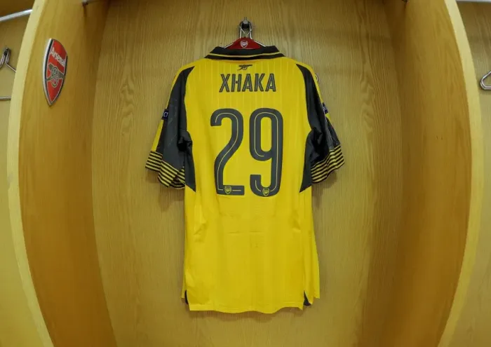 Framed Print : Granit Xhaka's Arsenal Changing Room Moment before Arsenal vs FC Basel (2016-17) Framed Print : Granit Xhaka's Arsenal Changing Room Moment before Arsenal vs FC Basel (2016-17)