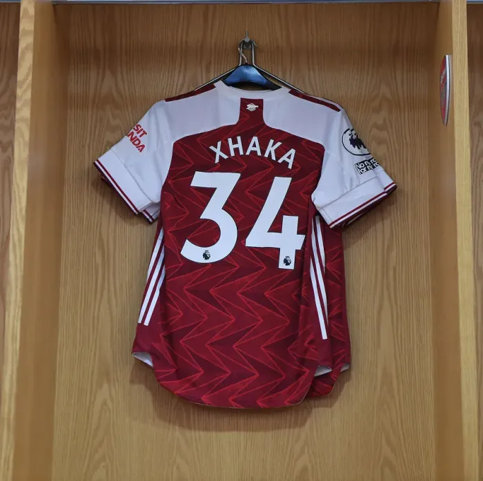 Framed Print : Granit Xhaka's Empty Arsenal Jersey: Arsenal vs Brighton & Hove Albion (2020-21) - Emirates Stadium Framed Print : Granit Xhaka's Empty Arsenal Jersey: Arsenal vs Brighton & Hove Albion (2020-21) - Emirates Stadium