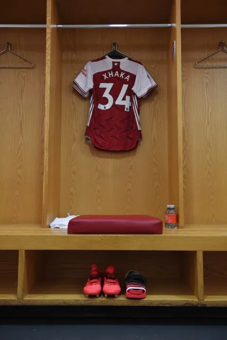 Framed Print : Granit Xhaka's Arsenal Shirt in Arsenal Dressing Room Before Arsenal v Watford (2019-20) Framed Print : Granit Xhaka's Arsenal Shirt in Arsenal Dressing Room Before Arsenal v Watford (2019-20)