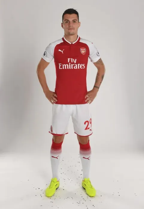 Framed Print : Granit Xhaka's Arsenal Team Photocall 2017-18 Framed Print : Granit Xhaka's Arsenal Team Photocall 2017-18