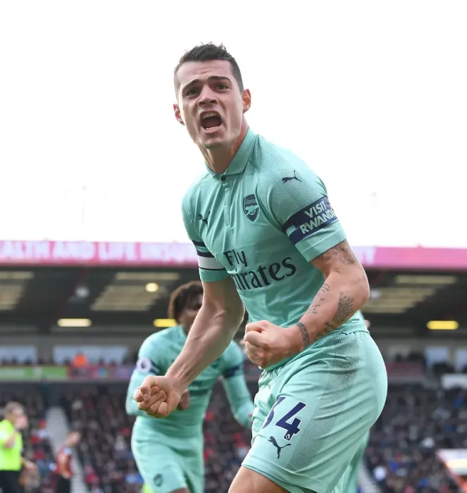 Framed Print : Granit Xhaka's Brace: Arsenal's Game-Changing Moment against AFC Bournemouth (2018-19)