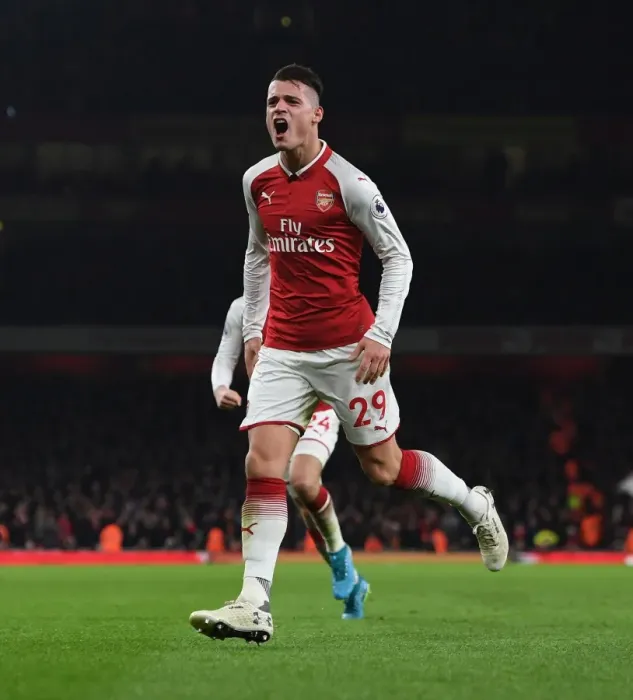 Framed Print : Granit Xhaka's Brace: Arsenal's Thrilling Victory Over Liverpool in the Premier League 2017-18