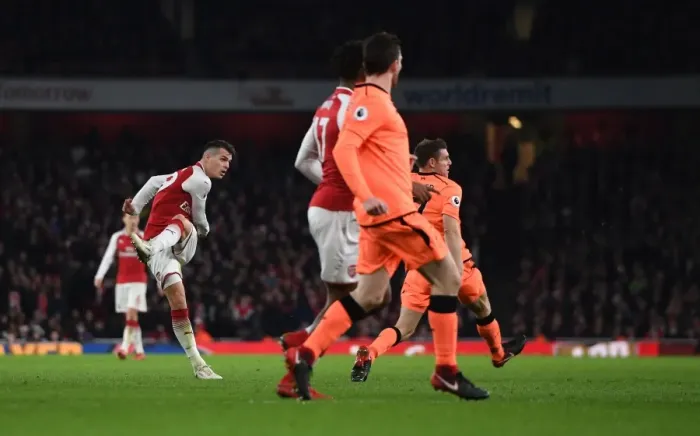 Framed Print : Granit Xhaka's Brace: Arsenal's Victory Over Liverpool in the Premier League 2017-18