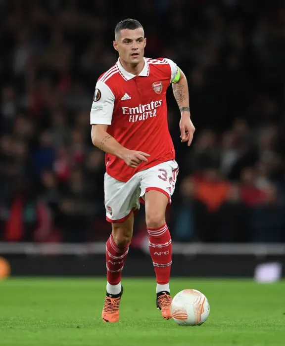 Framed Print : Granit Xhaka's Brilliant Performance: Arsenal Dominates PSV Eindhoven in Europa League