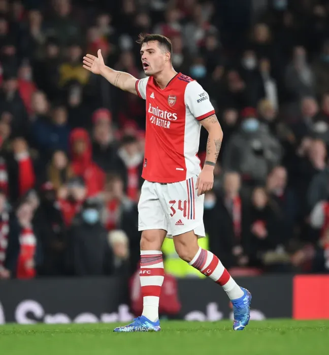 Framed Print : Granit Xhaka's Dominant Performance: Arsenal's Carabao Cup Quarterfinals Triumph over Sunderland