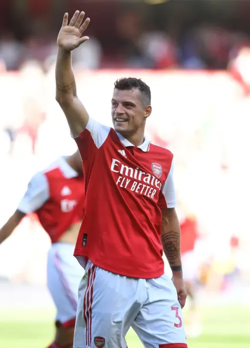 Framed Print : Granit Xhaka's Emotional Family Reunion: Arsenal's Victory Over Leicester City (2022-23) Framed Print : Granit Xhaka's Emotional Family Reunion: Arsenal's Victory Over Leicester City (2022-23)