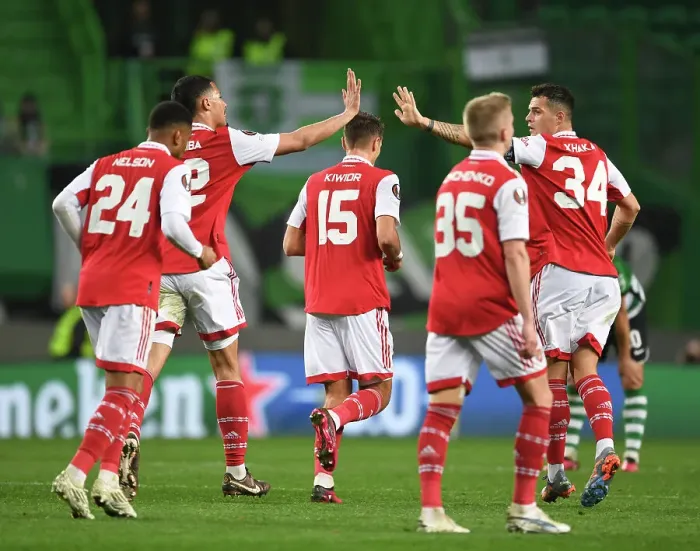 Framed Print : Granit Xhaka's Europa League Goal: Arsenal's Triumph over Sporting Lisbon