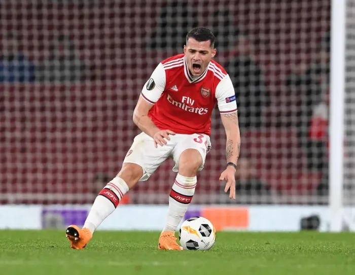 Framed Print : Granit Xhaka's Europa League Showdown: Arsenal vs. Eintracht Frankfurt