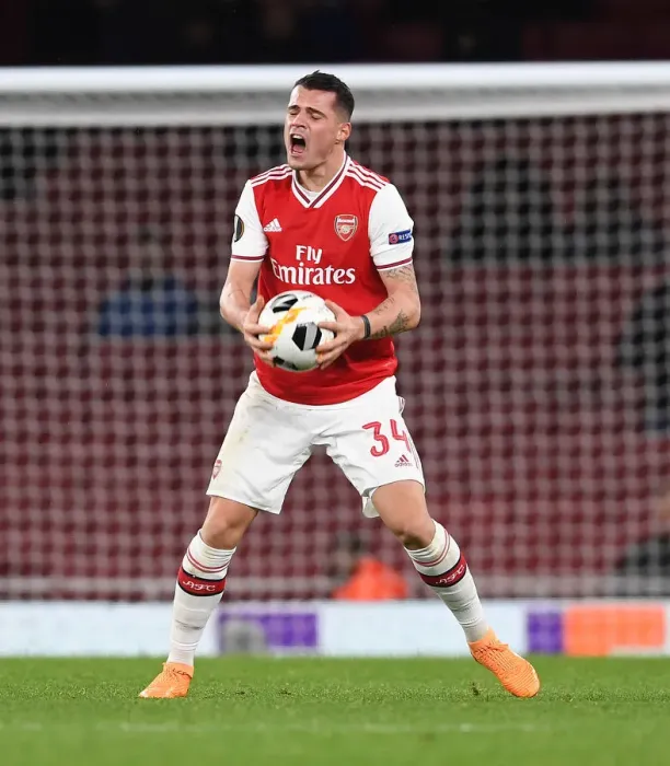 Framed Print : Granit Xhaka's Europa League Showdown: Arsenal vs. Eintracht Frankfurt, 2019-2020