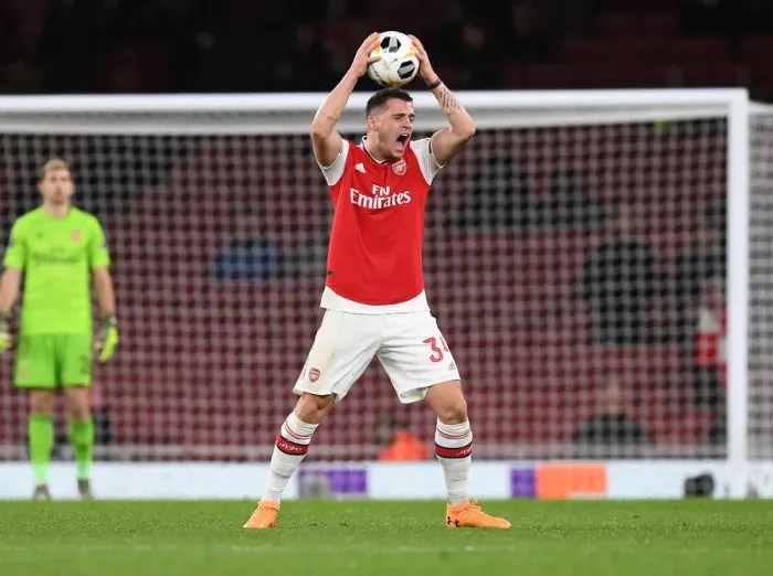 Framed Print : Granit Xhaka's Europa League Showdown: Arsenal vs. Eintracht Frankfurt Framed Print : Granit Xhaka's Europa League Showdown: Arsenal vs. Eintracht Frankfurt