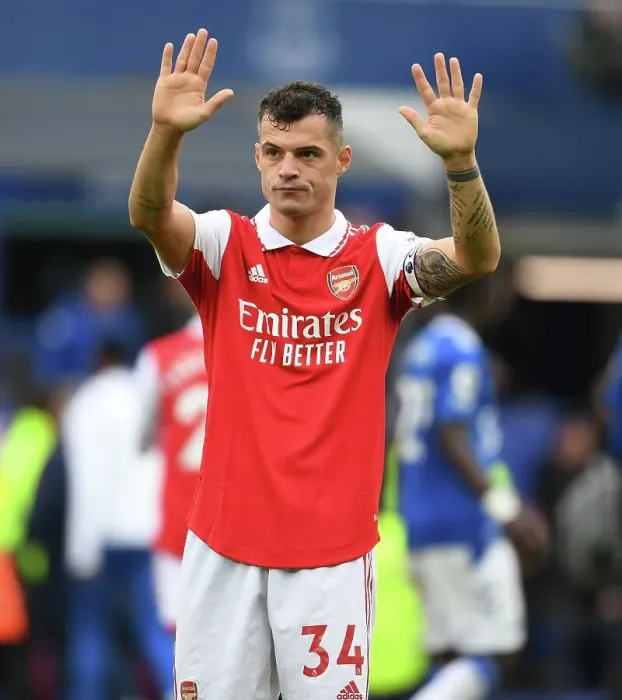 Framed Print : Granit Xhaka's Heartfelt Applause: Everton vs. Arsenal, Premier League 2022-23 Framed Print : Granit Xhaka's Heartfelt Applause: Everton vs. Arsenal, Premier League 2022-23