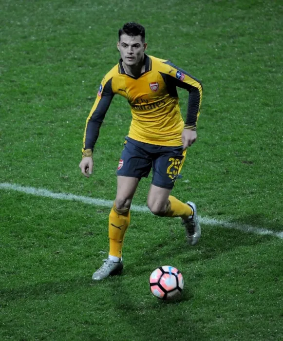 Framed Print : Granit Xhaka's Powerful Performance: Arsenal's FA Cup Triumph over Preston North End (2017) Framed Print : Granit Xhaka's Powerful Performance: Arsenal's FA Cup Triumph over Preston North End (2017)