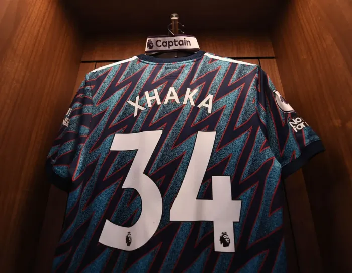 Framed Print : Granit Xhaka's Pre-Match Ritual: Arsenal Captain Readies for Brentford Clash (2021-22)