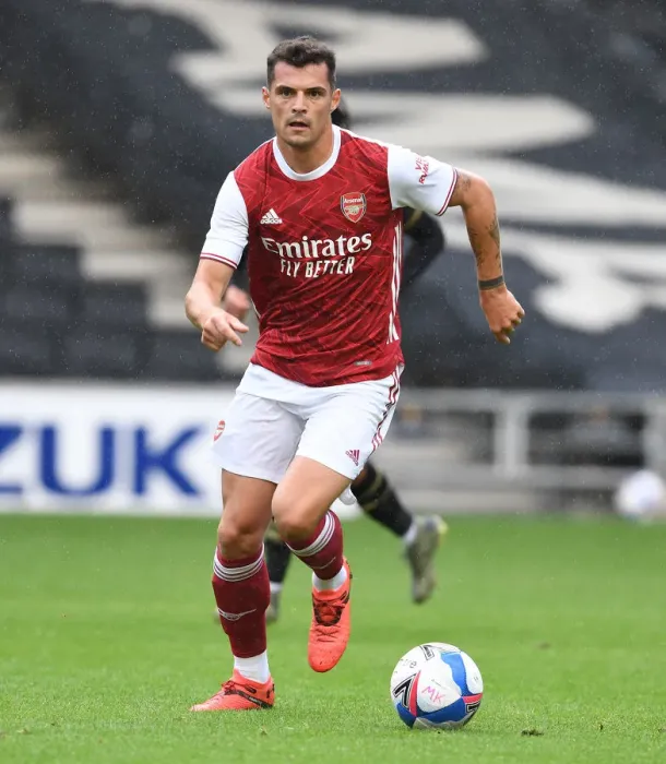 Framed Print : Granit Xhaka's Pre-Season Dominance: Arsenal's Victory over MK Dons, 2020