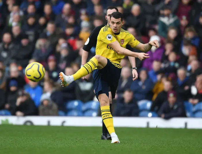 Framed Print : Granit Xhaka's Premier League Battle at Burnley FC