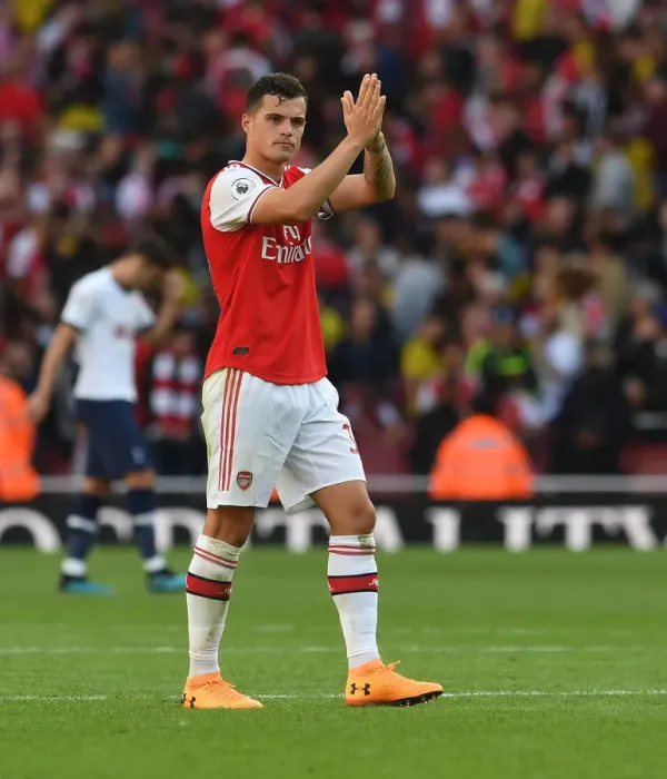 Framed Print : Granit Xhaka's Reaction: Arsenal vs. Tottenham, Premier League 2019-20