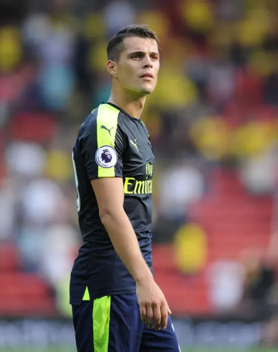 Framed Print : Granit Xhaka's Reaction: Tension on the Field during Arsenal's Premier League Clash with Watford (2016-17) Framed Print : Granit Xhaka's Reaction: Tension on the Field during Arsenal's Premier League Clash with Watford (2016-17)