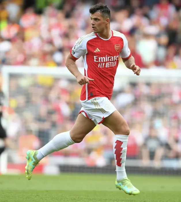 Framed Print : Granit Xhaka's Standout Midfield Display: Arsenal's Victory over Wolverhampton Wanderers