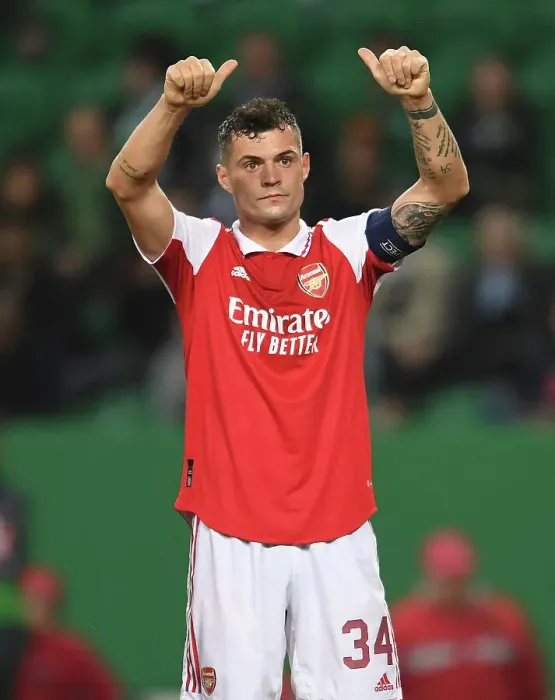 Framed Print : Granit Xhaka's Stellar Midfield Display: Arsenal's Europa League Victory over Sporting CP (Lisbon, 2023) Framed Print : Granit Xhaka's Stellar Midfield Display: Arsenal's Europa League Victory over Sporting CP (Lisbon, 2023)