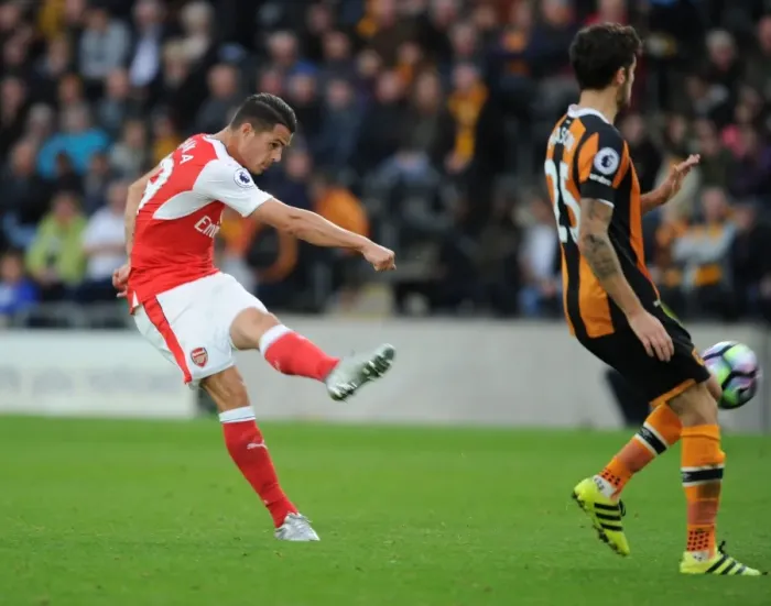 Framed Print : Granit Xhaka's Stunner: Arsenal's Fourth Goal vs. Hull City, Premier League 2016-17