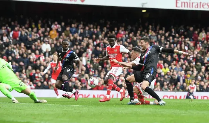 Framed Print : Granit Xhaka's Thrilling Third: Arsenal's Triumph over Crystal Palace in the 2022-23 Premier League