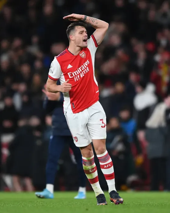 Framed Print : Granit Xhaka's Triumphant Moment: Arsenal's Victory over Wolverhampton Wanderers