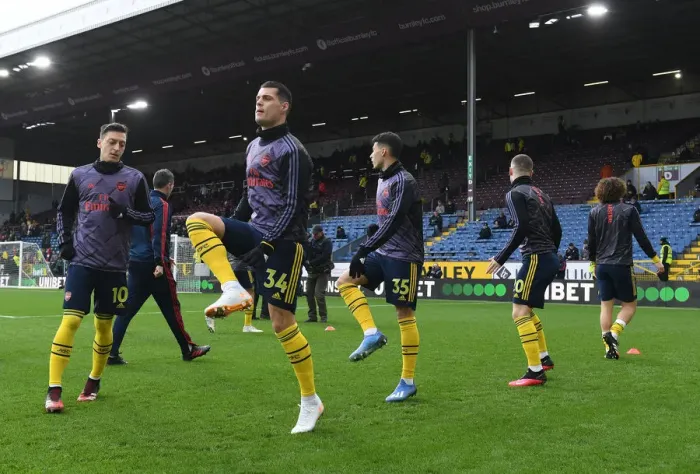 Framed Print : Granit Xhaka's Unwavering Concentration: Arsenal's Determination Ahead of Burnley Showdown (Premier League, 2019-20) Framed Print : Granit Xhaka's Unwavering Concentration: Arsenal's Determination Ahead of Burnley Showdown (Premier League, 2019-20)