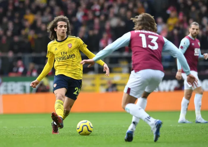 Framed Print : Guendouzi in Action: Arsenal vs. Burnley, Premier League 2019-20