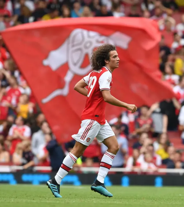 Framed Print : Guendouzi in Action: Arsenal vs. Olympique Lyonnais at Emirates Cup 2019