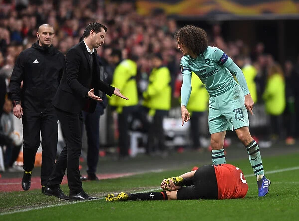 Guendouzi and Stephane: A Moment of Calm Amidst Europa League Tensions (Stade Rennes vs Arsenal, 2018-19)