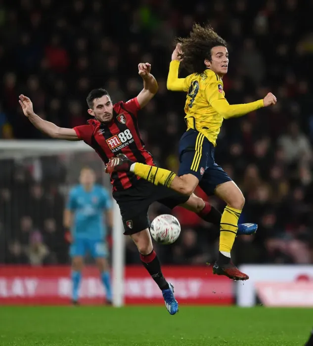 Framed Print : Guendouzi vs. Cook: Clash in the FA Cup Fourth Round Between AFC Bournemouth and Arsenal