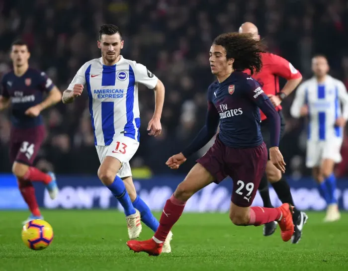 Framed Print : Guendouzi vs. Gross: A Midfield Battle - Arsenal vs. Brighton, Premier League 2018-19: Two Star Midfielders Clash in Epic Showdown