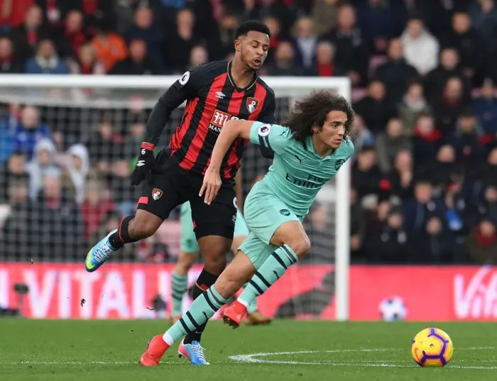 Framed Print : Guendouzi vs Mousset: Battle in the Premier League - AFC Bournemouth vs Arsenal FC