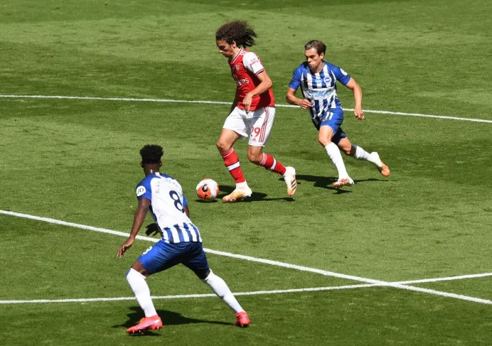 Framed Print : Guendouzi vs Trossard: Battle in the Premier League - Brighton & Hove Albion vs Arsenal FC