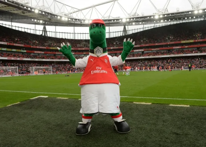 Framed Print : Gunnersaurus Ready for Battle: Arsenal's Mascot at Emirates Cup 2015 / 16 vs VfL Wolfsburg Framed Print : Gunnersaurus Ready for Battle: Arsenal's Mascot at Emirates Cup 2015 / 16 vs VfL Wolfsburg
