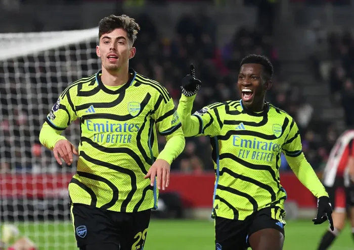 Framed Print : Havertz and Nketiah Unite: Arsenal's First Goal vs. Brentford in 2023-24 Premier League Framed Print : Havertz and Nketiah Unite: Arsenal's First Goal vs. Brentford in 2023-24 Premier League