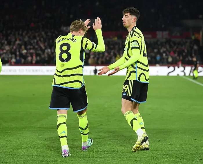 Framed Print : Havertz and Odegaard in Euphoric Sync: Arsenal's Thrilling Goal vs Brentford, 2023-24 Premier League Framed Print : Havertz and Odegaard in Euphoric Sync: Arsenal's Thrilling Goal vs Brentford, 2023-24 Premier League