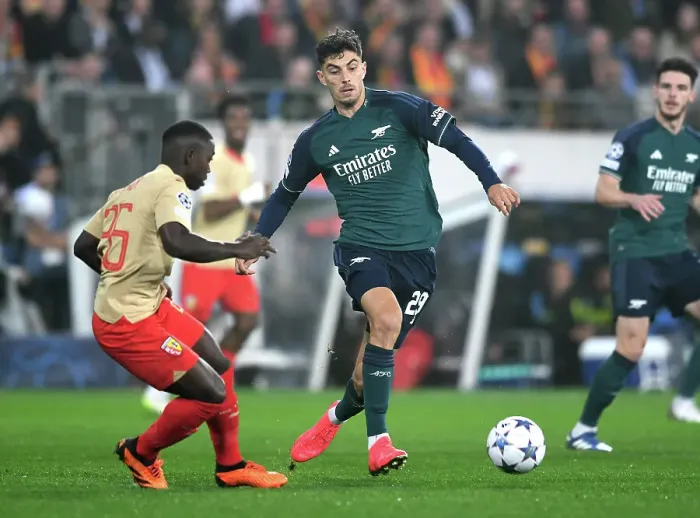 Framed Print : Havertz Overpowers RC Lens Defenders: Arsenal's Star Shines in Champions League Showdown Framed Print : Havertz Overpowers RC Lens Defenders: Arsenal's Star Shines in Champions League Showdown