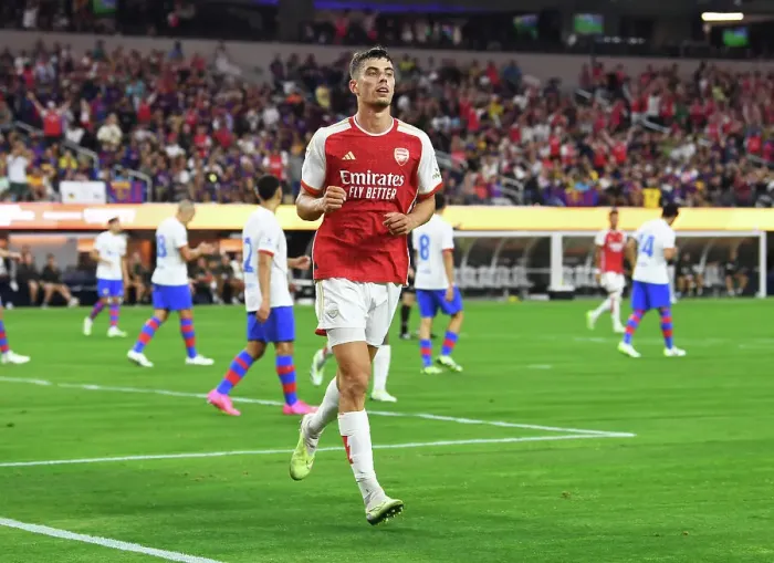 Framed Print : Havertz Scores Thriller: Arsenal Defeats FC Barcelona in Pre-Season Showdown at SoFi Stadium (2023-24) Framed Print : Havertz Scores Thriller: Arsenal Defeats FC Barcelona in Pre-Season Showdown at SoFi Stadium (2023-24)