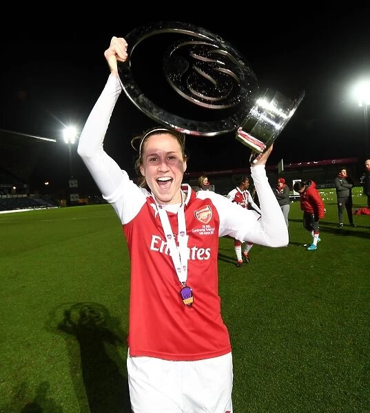 Heather O'Reilly Celebrates with Continental Cup after Arsenal Women's Victory over Manchester City Ladies