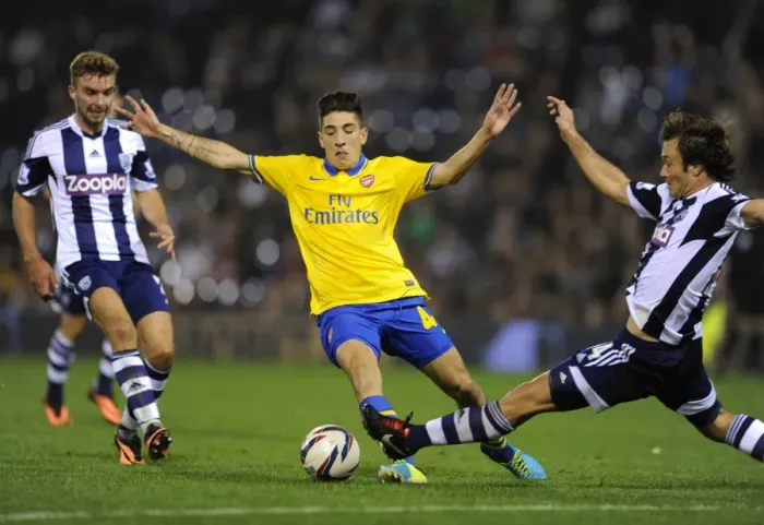 Framed Print : Hector Bellerin (Arsenal) James Morrison and Diego Lugano (WBA). West Bromwich Albion 1: 1 Arsenal Framed Print : Hector Bellerin (Arsenal) James Morrison and Diego Lugano (WBA). West Bromwich Albion 1: 1 Arsenal