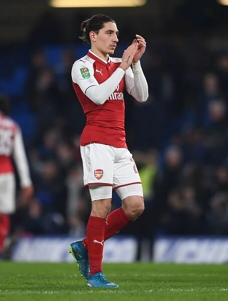 Hector Bellerin Celebrates with Arsenal Fans after Carabao Cup Semi-Final 1st Leg vs Chelsea