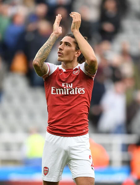 Hector Bellerin Celebrates with Arsenal Fans after Newcastle United Match, 2018-19 Season